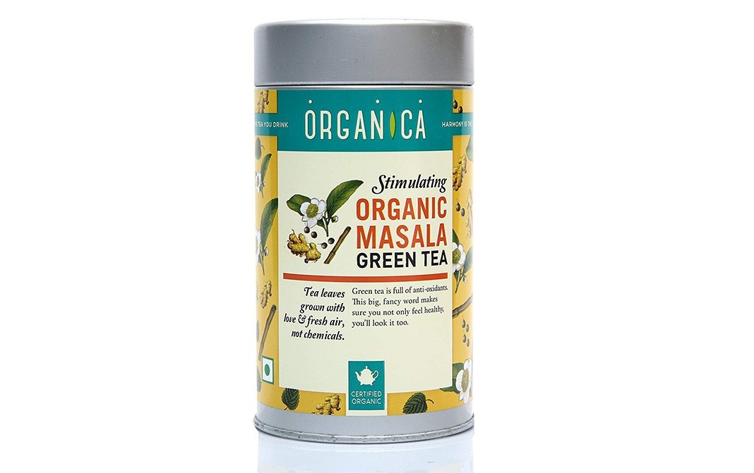 Organica Stimulating Organic Masala Green Tea   Container  400 grams